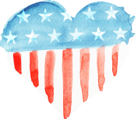 Watercolor Heart American Flag